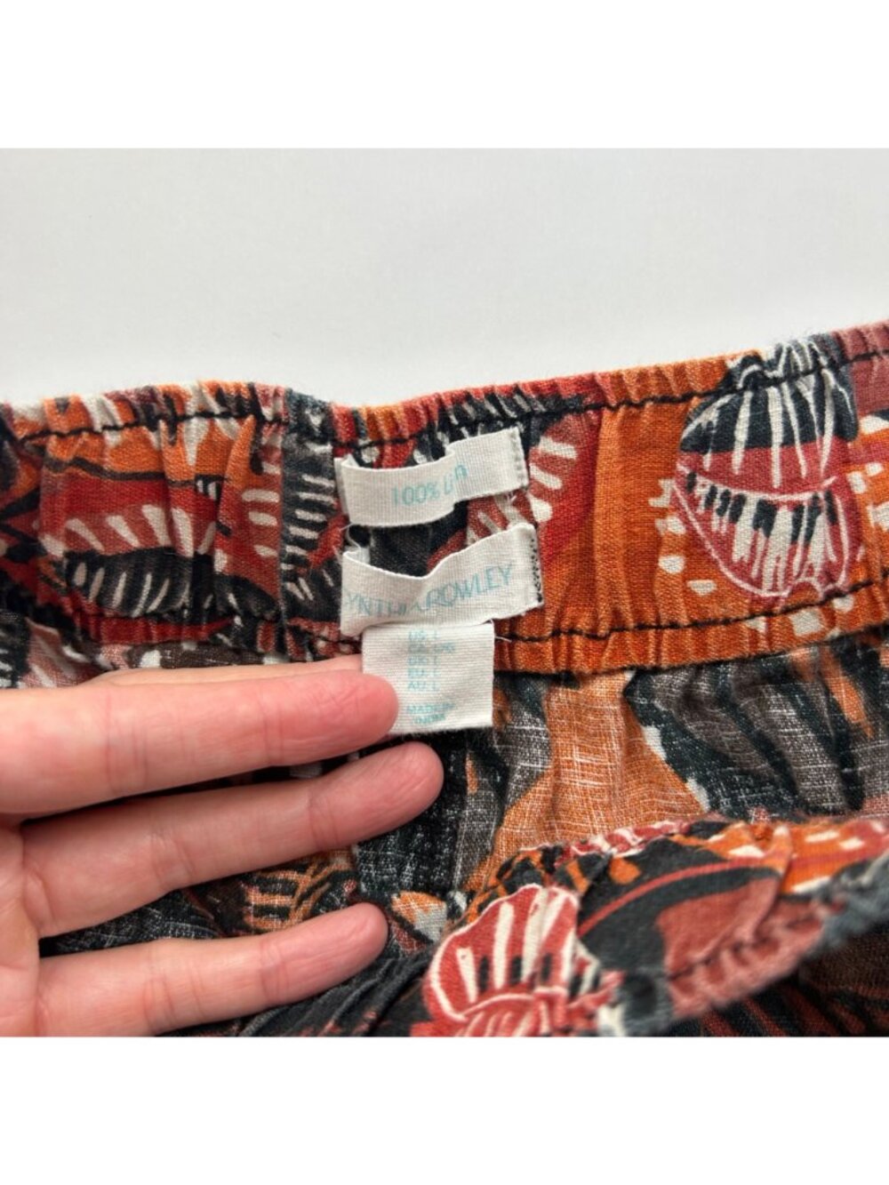 Cynthia Rowley Dark Palm Print Linen Lounge Pant L - Picture 4 of 8